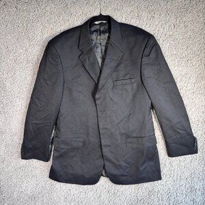 Linea Uomo 100% Wool Black Blazer 42R Super 100’s 3 Button